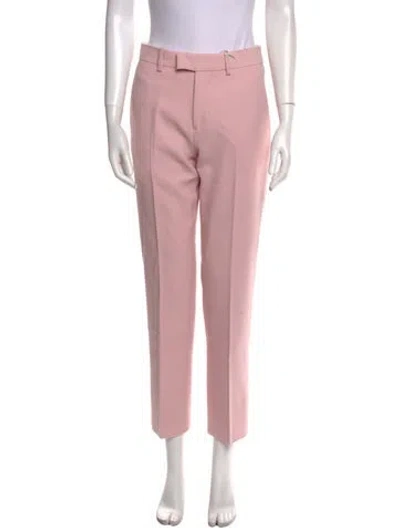Pre-owned Burberry Virgin Wool Straight Leg Pants In Pink
