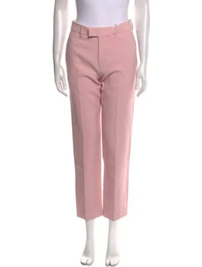 Pre-owned Burberry Virgin Wool Straight Leg Pants In Pink