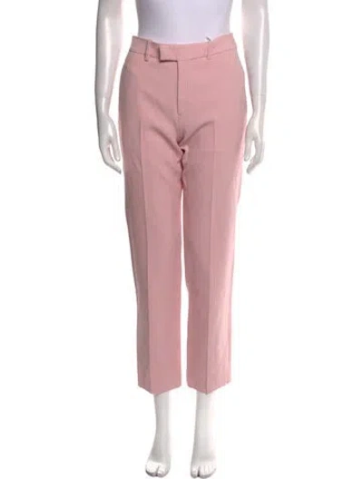 Pre-owned Burberry Virgin Wool Straight Leg Pants In Pink