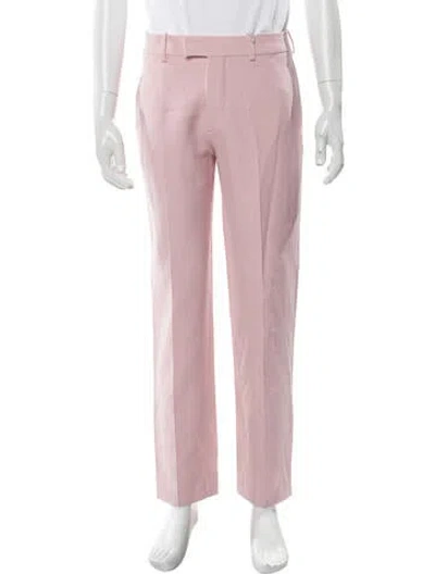 Pre-owned Burberry Virgin Wool Straight Leg Pants In Pink
