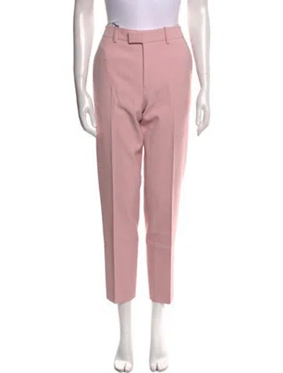 Pre-owned Burberry Virgin Wool Straight Leg Pants In Pink