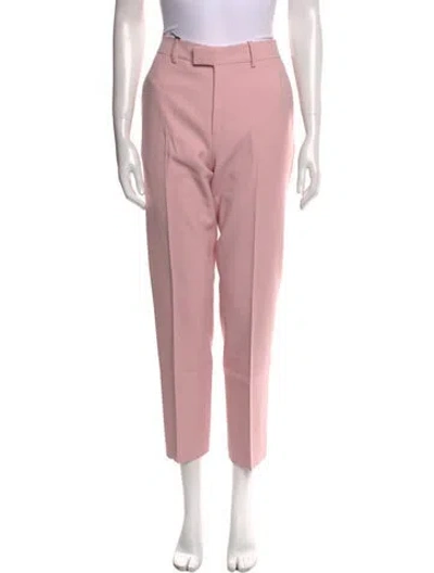 Pre-owned Burberry Virgin Wool Straight Leg Pants W/ Tags In Pink