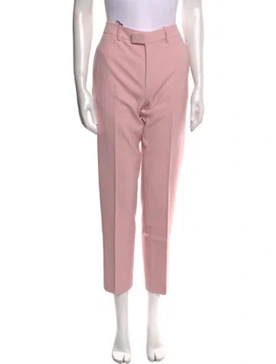 Pre-owned Burberry Virgin Wool Straight Leg Pants W/ Tags In Pink