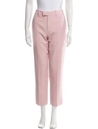 Pre-owned Burberry Virgin Wool Straight Leg Pants W/ Tags In Pink