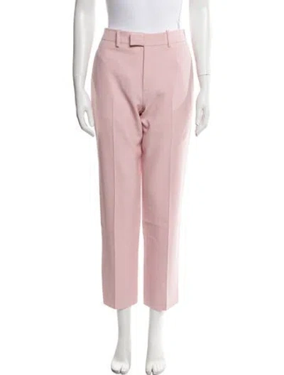 Pre-owned Burberry Virgin Wool Straight Leg Pants W/ Tags In Pink
