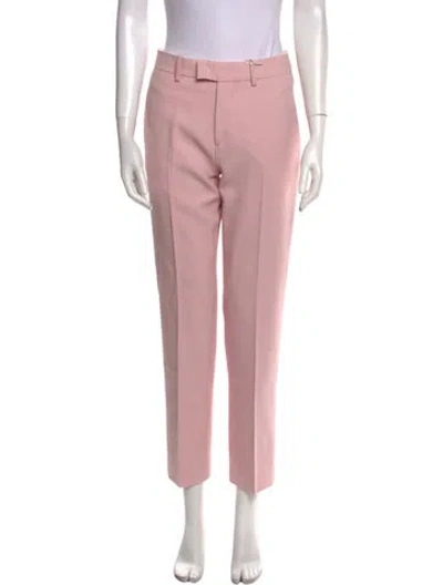 Pre-owned Burberry Virgin Wool Straight Leg Pants W/ Tags In Pink