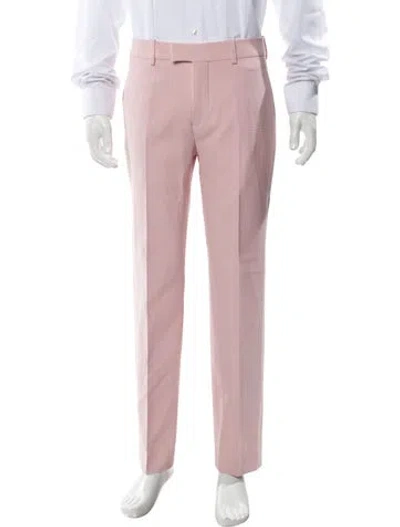 Pre-owned Burberry Virgin Wool Straight Leg Pants W/ Tags In Pink