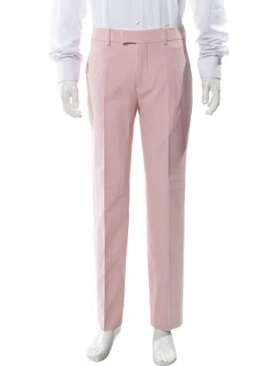 Pre-owned Burberry Virgin Wool Straight Leg Pants W/ Tags In Pink
