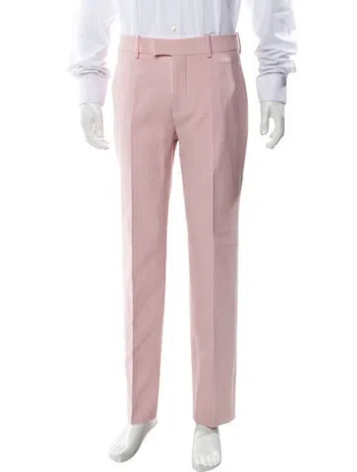 Pre-owned Burberry Virgin Wool Straight Leg Pants W/ Tags In Pink