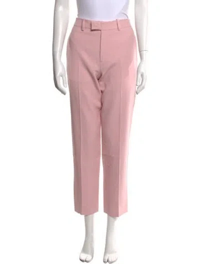 Pre-owned Burberry Virgin Wool Straight Leg Pants W/ Tags In Pink