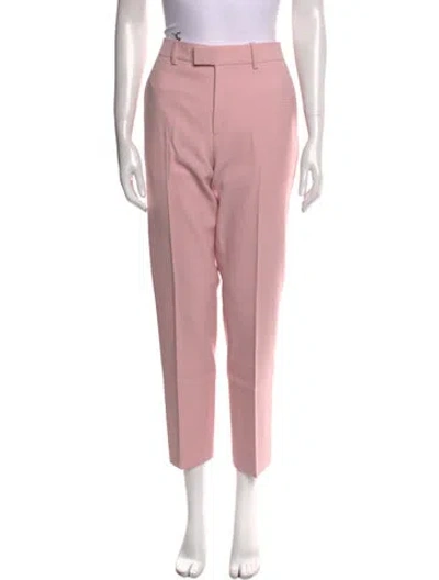 Pre-owned Burberry Virgin Wool Straight Leg Pants W/ Tags In Pink