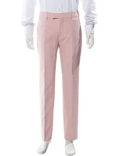 Pre-owned Burberry Virgin Wool Straight Leg Pants W/ Tags In Pink