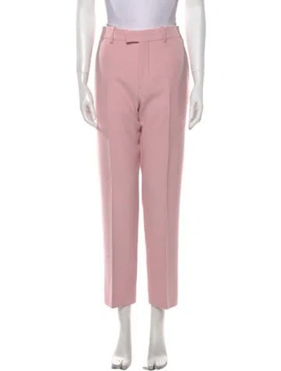 Pre-owned Burberry Virgin Wool Straight Leg Pants W/ Tags In Pink