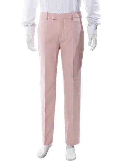 Pre-owned Burberry Virgin Wool Straight Leg Pants W/ Tags In Pink