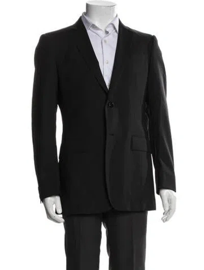 Pre-owned Burberry Virgin Wool Striped Blazer In Black