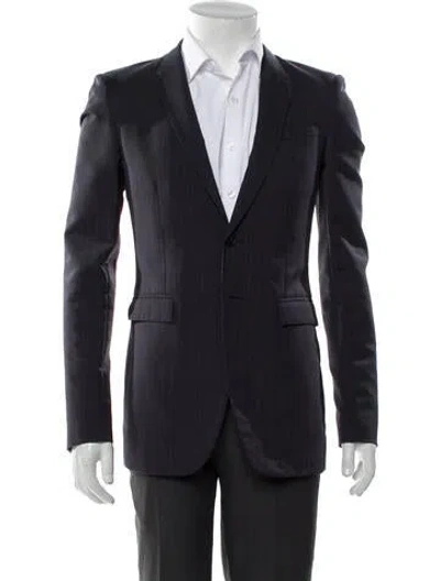 Pre-owned Burberry Virgin Wool Striped Blazer In Gray
