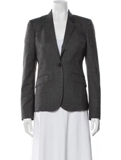 Pre-owned Burberry Virgin Wool Striped Blazer In Gray
