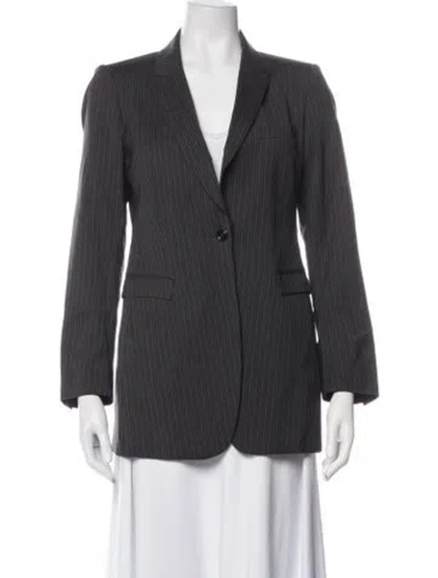 Pre-owned Burberry Virgin Wool Striped Blazer In Grey