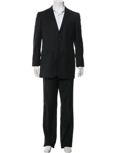 Pre-owned Burberry Virgin Wool Striped Two-piece Suit In Black