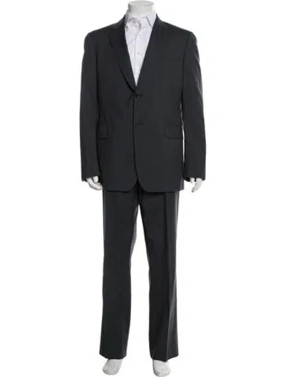 Pre-owned Burberry Virgin Wool Striped Two-piece Suit In Blue