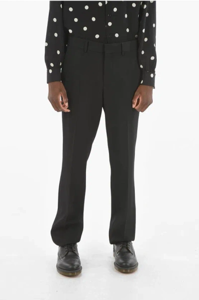 Burberry Virgin Wool Tailored Straight-leg Pants In Black
