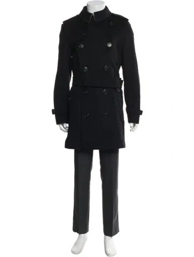 Pre-owned Burberry Virgin Wool Trench Coat In Black