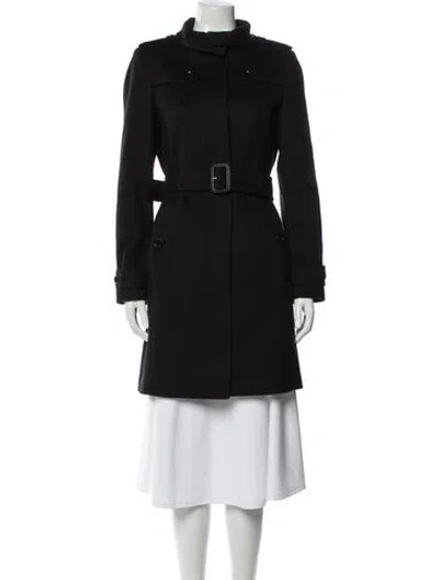 Pre-owned Burberry Virgin Wool Trench Coat In Black