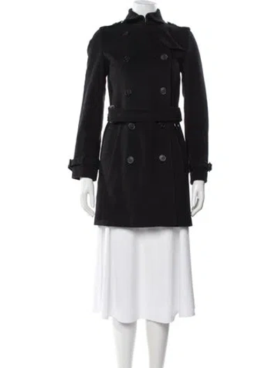 Pre-owned Burberry Virgin Wool Trench Coat In Black