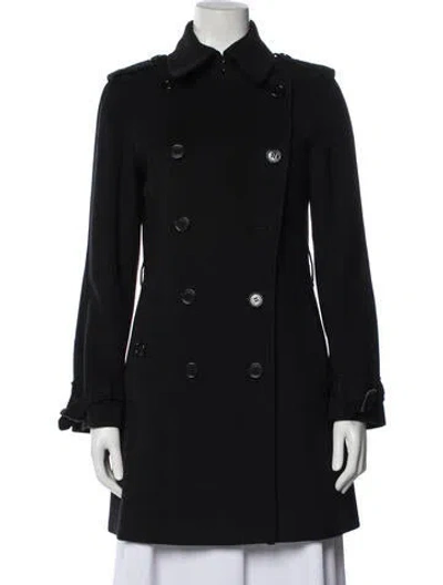 Pre-owned Burberry Virgin Wool Trench Coat In Black