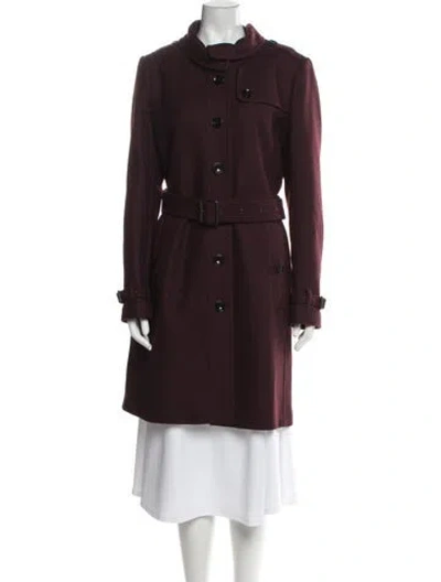 Pre-owned Burberry Virgin Wool Trench Coat In Burgundy