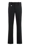 Burberry Suit Pants In Navy Blue Wool. Straight-leg Cut. Zippered Closure And Belt Clip. In Black