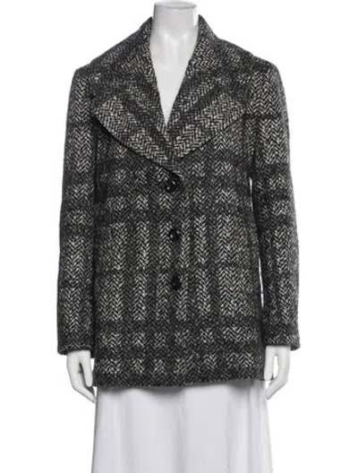 Pre-owned Burberry Virgin Wool Tweed Pattern Jacket In Grey