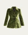 Burberry Virginia Baroque Velvet Double-breasted Jacket In Green