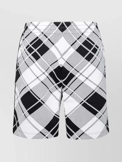 Burberry Viscose Blend Checkered Shorts With Elastic Waistband