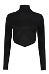 Burberry Chevron Check Jacquard Turtleneck Top In Black