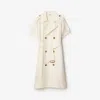 Burberry Waist Belted Short Sleeves Epaulettes Lapels In Pelican