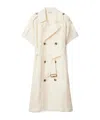 Burberry Waist Belted Short Sleeves Epaulettes Lapels In Pelican