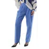 Burberry Vivid Cobalt Mohair Wool Pleated Pants In Blue