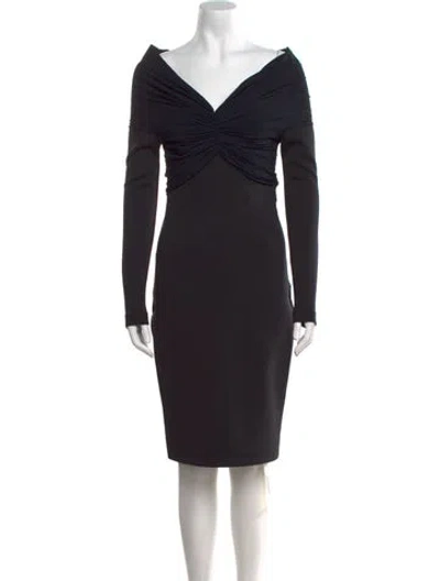 Pre-owned Burberry V-neck Knee-length Dress W/ Tags In Black