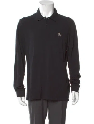 Pre-owned Burberry V-neck Long Sleeve Polo Shirt In Gray
