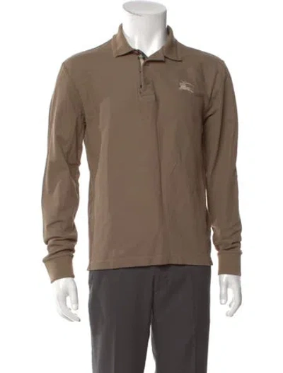 Pre-owned Burberry V-neck Long Sleeve Polo Shirt In Neutral