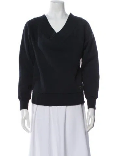 Pre-owned Burberry V-neck Long Sleeve Sweatshirt In Blue