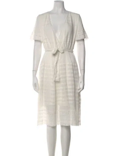 Pre-owned Burberry V-neck Midi Length Dress In Neutral