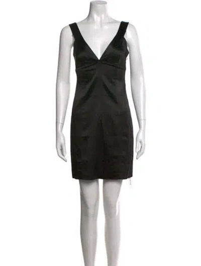Pre-owned Burberry V-neck Mini Dress In Black