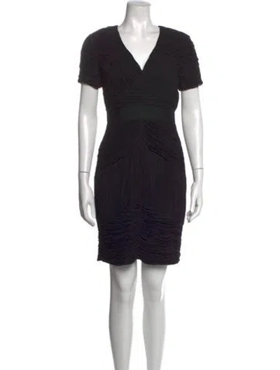 Pre-owned Burberry V-neck Mini Dress In Black