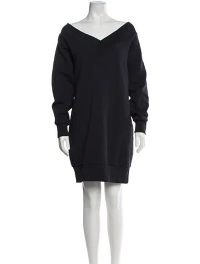 Pre-owned Burberry V-neck Mini Dress In Blue