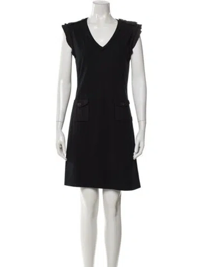 Pre-owned Burberry V-neck Mini Dress In Blue