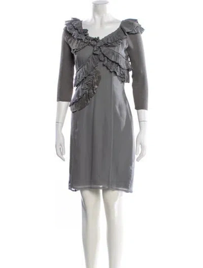 Pre-owned Burberry V-neck Mini Dress In Blue