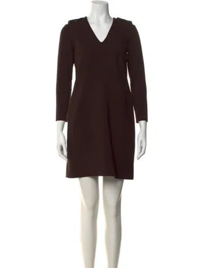 Pre-owned Burberry V-neck Mini Dress In Brown
