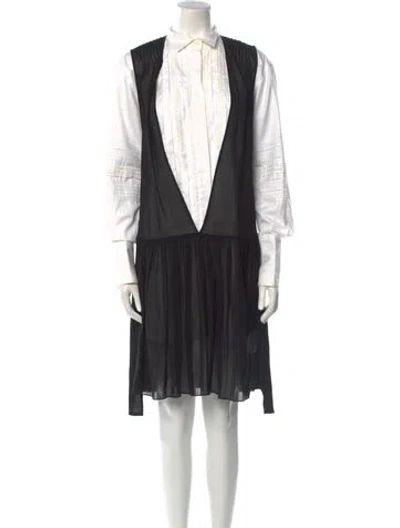 Pre-owned Burberry V-neck Mini Dress In White